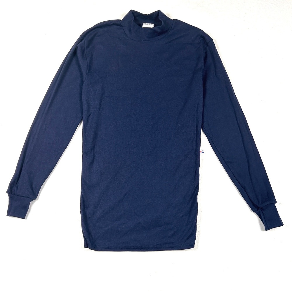 Vintage 90s Majestic Mens Medium Baseball Mock Neck Undershirt Navy Made in USA